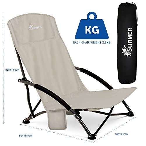 SUNMER Set of 2 Folding Beach Chair with Side Pocket & Carry Bag £59.49 Sold & Dispatched By Netta Direct @ Amazon