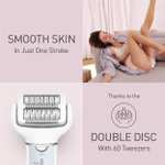 Panasonic ES-EY90-A511 Wet and Dry Epilator, Double Disc with 60 Tweezers, Flexible 90 Degrees Pivoting Head, 3 Speed Setting
