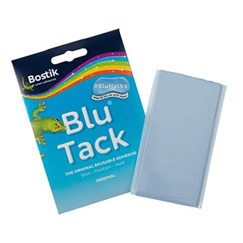 Bostik Blu Tack, Multipurpose Reusable Adhesive, Clean, Safe & Easy to Use, Non-Toxic, Handy Size, Colour: Blue