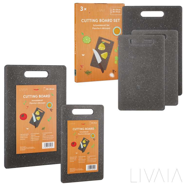 LIVAIA Chopping Board, Set of 3 (1 Large 20 x 30 cm & 2 Small 15 x 25 cm Cutting Boards) - W/Voucher sold by BeGreat Product FBA