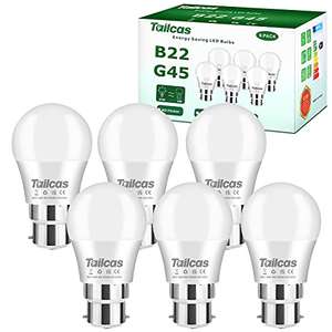 Tailcas Bayonet Light Bulb, 5W 6000K Cool White (Equivalent to 40W /50W), B22 (G45) Led Bulbs, Non-dimmable, 6pack sold by TINGTINGWELL TECH