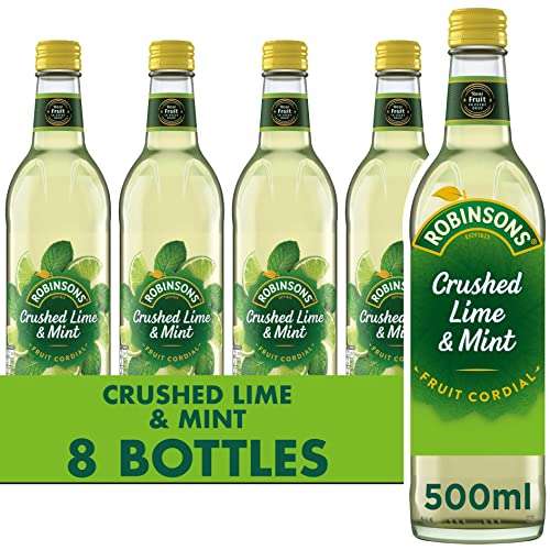 Robinsons Fruit Cordial, Crushed Lime and Mint, 500ml Pack of 8 - £11.19 / £10.07 Subscribe & Save + 20% Voucher on 1st S&S @ Amazon