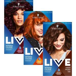 SCHWARZKOPF Live Intense Colour Permanent Hair Colour £3.65 free delivery (33 colours in description) @ Justmylook