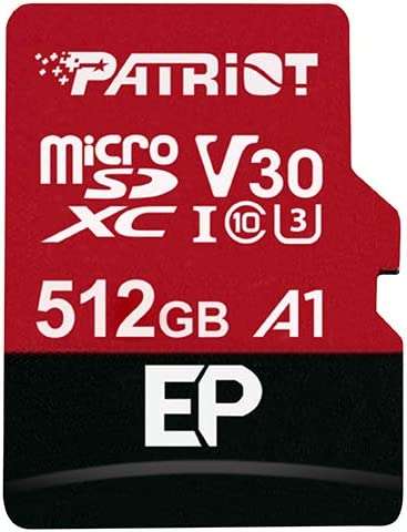 512GB - Patriot A1 V30 U3 Micro SD Card up to 100/80MB/s- 4K Video Recording - £25.99 Delivered - Sold by Patriot Memory UK / FB Amazon