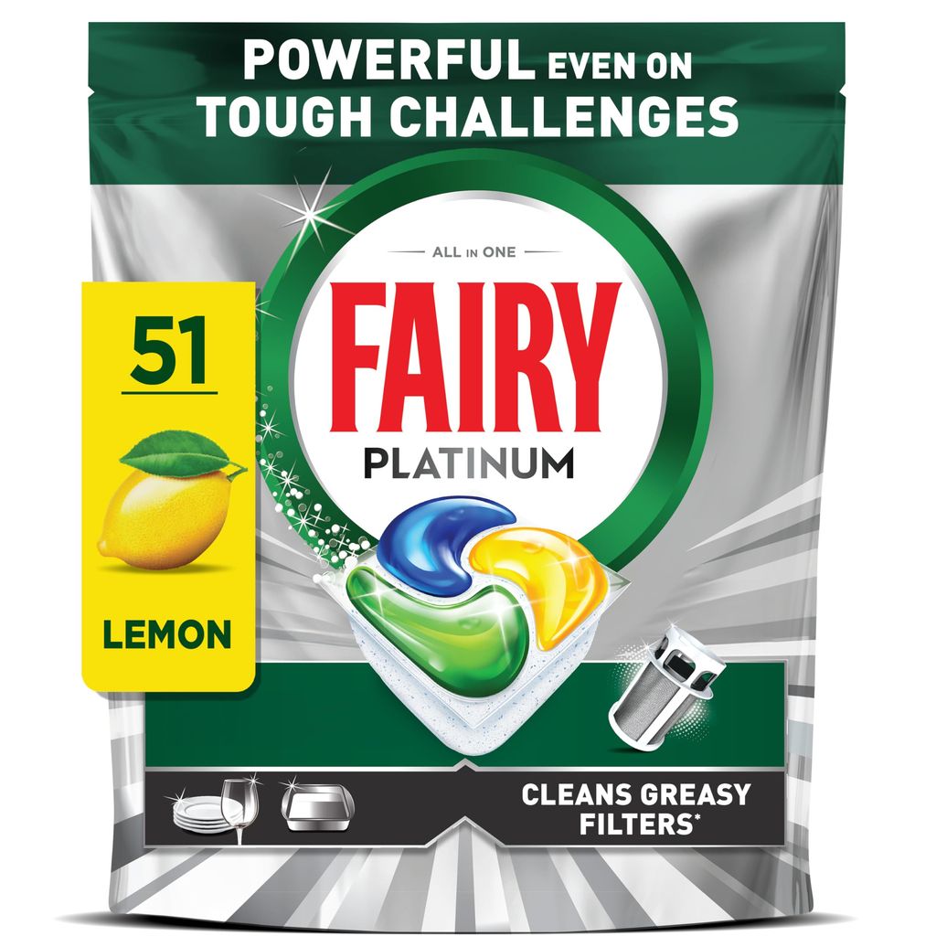 Fairy Platinum Dishwasher Tablets, Lemon, 51 Capsules - £6.19 / £5.54 S&S