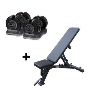 5kg - 32.5kg Quick Select Adjustable Dumbbell Set + Phase 2 Flat Incline Bench Package with code