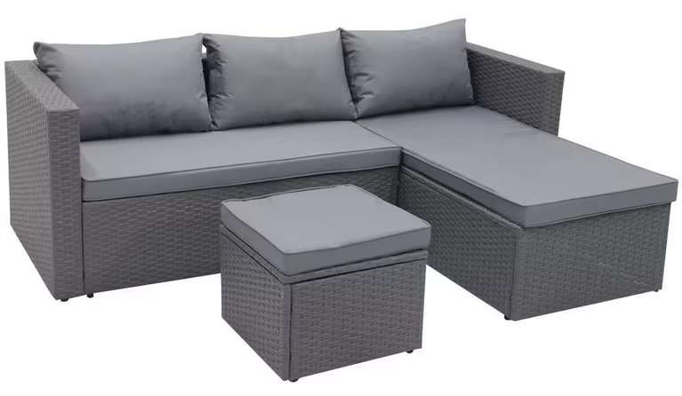 Habitat Mini Corner Garden Sofa Set with Storage - Grey - W/Code
