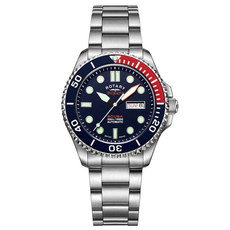 Rotary Super 7 SCUBA Automatic Watch, Sapphire Crystal, Ceramic Bezel, 3 Year Guarantee £127.99 with code @ watchnationshopltd eBay