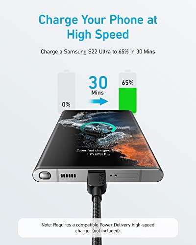 Anker 6ft USB C to USB C Cable (60W/3A) £6.99 - Sold by AnkerDirect UK and fulfilled by Amazon