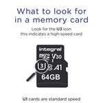 64GB Micro SD Card 4K Ultra-HD Video Premium High Speed Memory Microsdxc Up To 100MB/S V30 UHS-I U3 A1 C10, by Integral