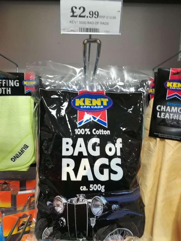 Kent Car Care 500g Bag of Rags 100% Cotton @ Home Bargains Aberdeen - £2.99