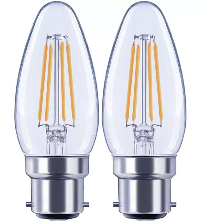 Argos Home 4W LED Filament Candle BC Light Bulb - 2 Pack - 70p (Free Collection) @ Argos