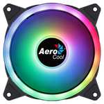 Aerocool Duo 12 PC fan – 120mm Fan with Double Ring RGB LED Lighting and 28 LEDs, Includes a 6-Pin Connector, 1000 RPM, Single Fan, Black