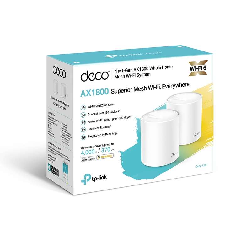 TP-Link DECO X20(2-PACK) Whole Home Mesh Wi-Fi 6 System - £109.98 @ ebuyer