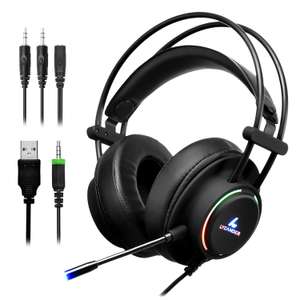 LYCANDER Gaming Headset with Microphone LED Light, 3.5mm input - for PC, PS4, Xbox One, Nintendo Switch and more