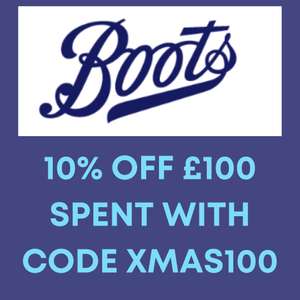 Save 10% when you spend £100 on Selected Products With Code + Free Delivery - @ Boots