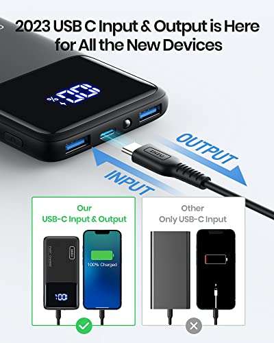 INIU Power Bank, 22.5W Fast Charging 10500mAh Portable Charger, External Battery PD3.0 QC4.0 £14.94 with voucher @ Amazon