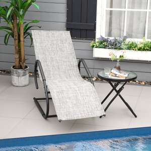 Outdoor Reclining Chaise Lounge Chair Garden Sun Lounger, Texteline, Grey with code. Sold by Aosom UK (UK mainland)