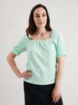 Pale Green Broderie Textured Top reduced + free click and collect