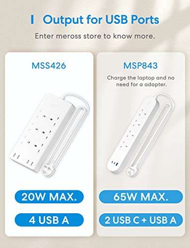 meross Smart Power Strip, 6 AC Outlets + 4 USB Ports + HomeKit Alexa Google , Smart Extension Lead £34.08 @ Amazon