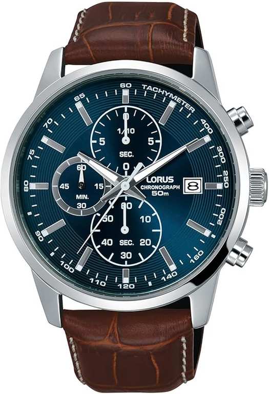 Lorus Men's Chronograph Brown Leather Strap Watch RM337DX9 - Free C&C