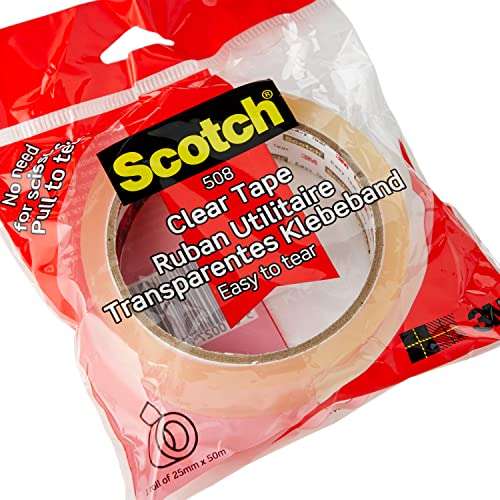 Scotch 25 mm x 50 m Easy Tear Tape, Clear - £1 @ Amazon