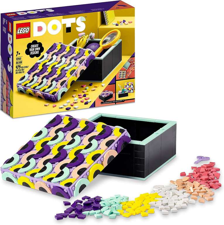 LEGO 41960 DOTS Big Box Arts and Crafts Set for Kids Aged 6 Plus, DIY Desk Tidy Organiser or Toy Jewellery Storage Tray