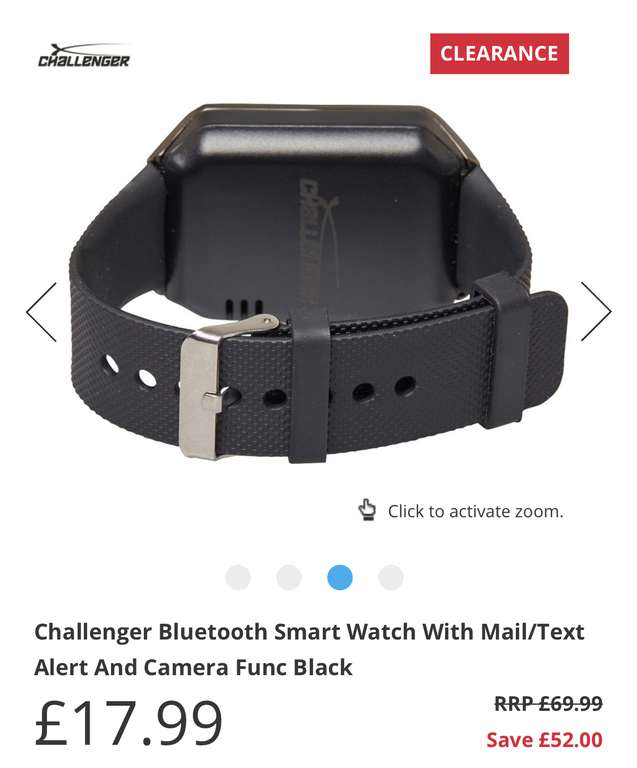 Kids Challenger Bluetooth Smart Watch With Mail/Text Alert And Camera Func Black - £17.99 down from £69.99 (+£4.99 Delivery) @ MandM Direct
