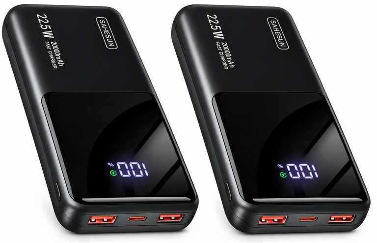 2 x 20000mAh 22.5W Power Bank PD20W PD3.0 QC4.0 USB C Outputs & Inputs sold by LYNDSEY SIAN DDCCAADD LIMITED with discount Via Haul
