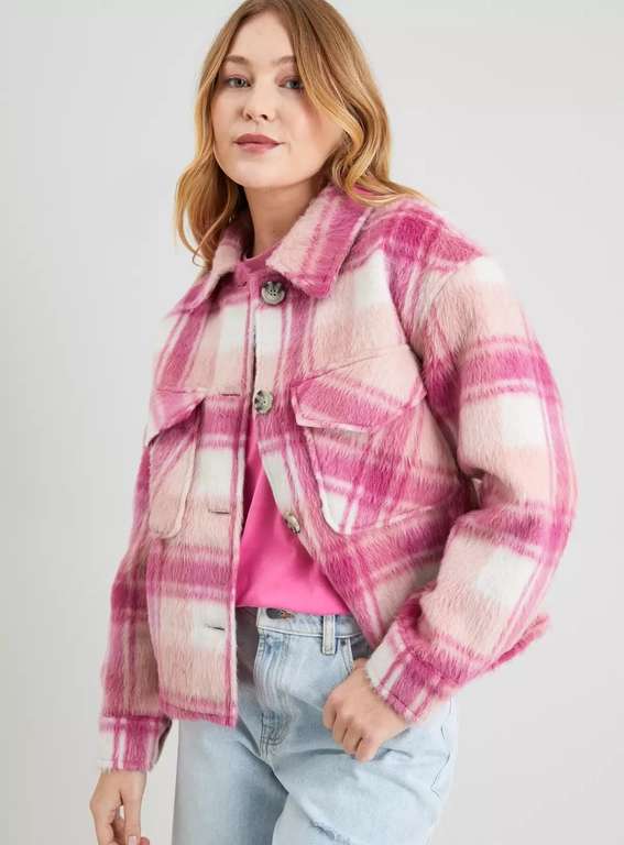 Pink Check Boxy Cropped Shacket - £15 (Free Click & Collect) @ Sainsbury's Tu Clothing