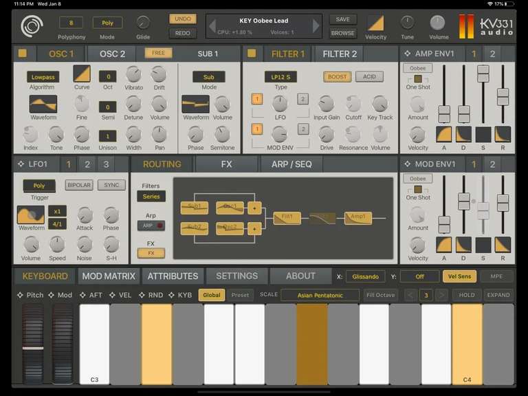 SynthMaster One (wavetable synth app) for iPhone / iPad / iPod - Free @ IOS App Store