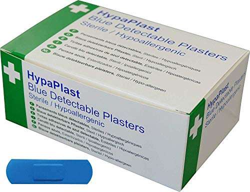 Pack of 100 HypaPlast Blue Visually Detectable Plasters, 7.2x2.5cm - W/Voucher