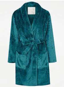 Light Pink / Teal Honeycomb Fleece Dressing Gown (Sizes S - XL) + Extra 10% off with George Reward Points + Free Click & Collect