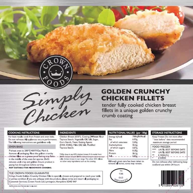 Simply Chicken Golden Crunchy Chicken Fillets, 1.76kg