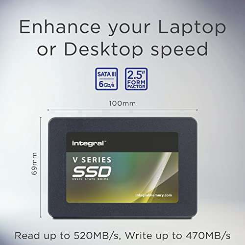 1TB - Integral V Series SATA III 2.5 Inch Internal SSD, up to 520/470MB/s Write -£36.99 / V Plus Series 550/520MB/s - £38.95 @ Amazon