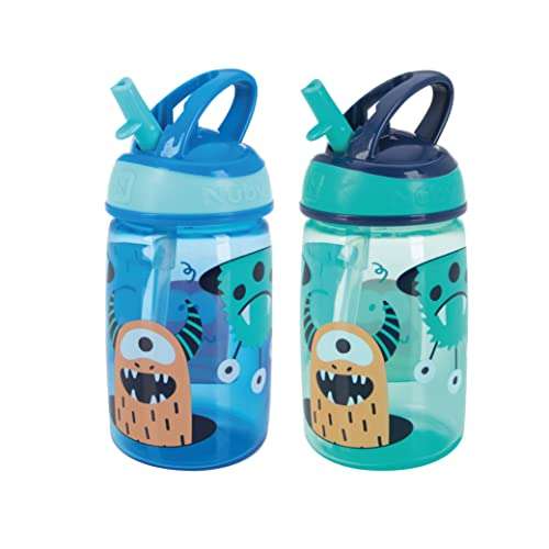 Nuby Mighty Swig Water Bottle - No Spill Active Toddler Sippy Cup | 360ml / 12oz | Carry Handle (Monsters, Pack of 2) - £10.64 @ Amazon