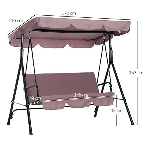 Outsunny 3 Seater Canopy Swing Chair Garden Rocking Bench Heavy Duty Patio Metal Seat w/Top Roof £64.59 @ Amazon Sold & Dispatched by MHStar