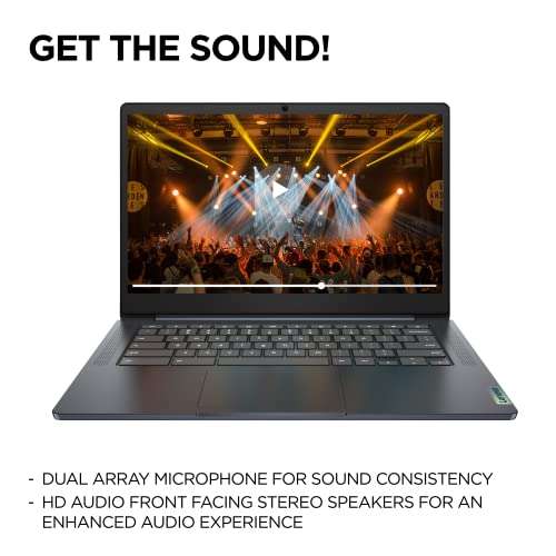 Lenovo IdeaPad 3 Chromebook 14'' FHD 64GB Laptop ARM Chrome OS – Abyss Blue - £159 (plus £35 cashback) @ Amazon