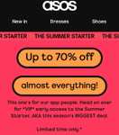Up to 70% off Almost Everything ASOS Summer Starter Sale Men's & Women's includes Nike, Jordan, Dr Marten's (in app only)