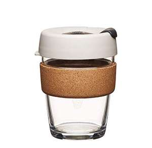 KeepCup Reusable Tempered Glass Coffee Cup | Travel Mug with Splash Proof Lid, Brew Cork Band, Lightweight, BPA Free - £11 @ Amazon