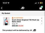 Men’s Score Draw England '90 Mash Up Retro Shirt £9 with in app code (JDX Members) + free delivery @ JD Sports