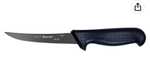 Starrett Professional Stainless Steel Kitchen Boning Knife - Narrow Curved Profile - 5-inch (125mm) - Black Handle