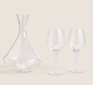 Set of 2 Wine Glasses & Carafe Set With Free C+C