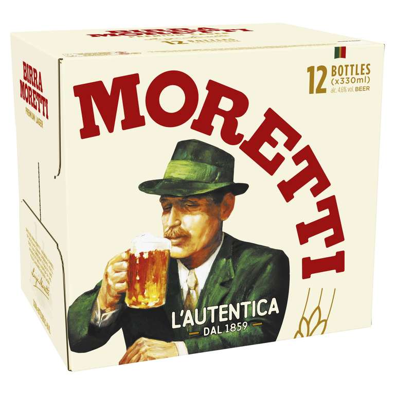 Birra Moretti Premium Italian Beer, 12 x 330ml