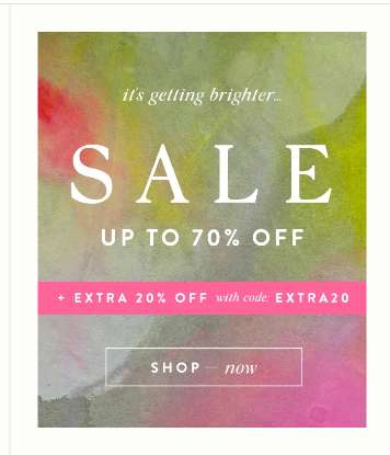 Extra 20% off the Up to 70% Sale with code @ Anthropologie