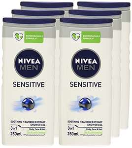 6x NIVEA MEN Sensitive Shower Gel 250ml £6 (£5.40 or £5.10 + 10% on 1st sub &save) / 6x 400ml £9 (£8.1 or £7.65 +10% on 1st S&S) @ Amazon