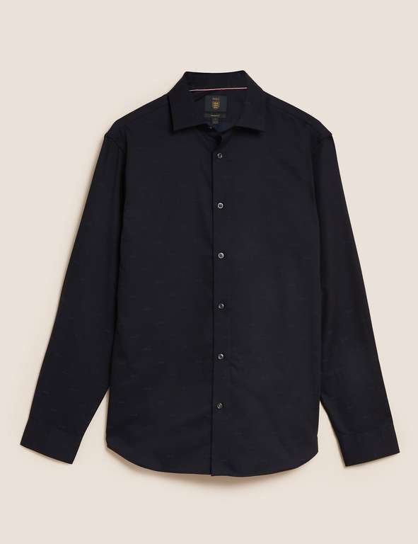 M&S Collection Pure Cotton Easy Iron Tailored Fit Shirt (Black) - £10 (Free Click & Collect) @ Marks & Spencer