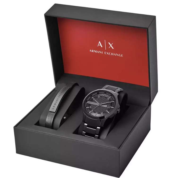 Armani Exchange Men's Stainless Steel Bracelet Watch Set - Free C&C