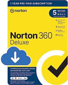 Norton 360 Deluxe 2023 5 devices 1 year prepaid subscription - £12.99 @ Amazon