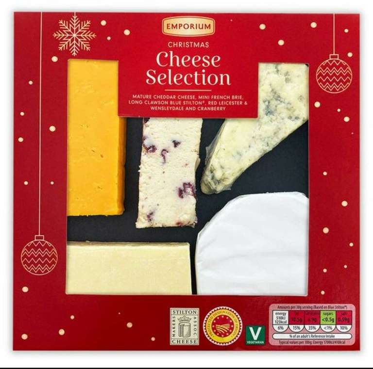 Emporium Christmas Cheese Selection 450g Mature Cheddar Mini French Brie Long Clawson Blue Stilton Red Leicester Wensleydale £3.99 @ Aldi